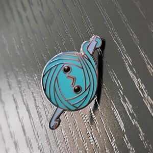 Crochet Hook with Yarn Ball Enamel Pin